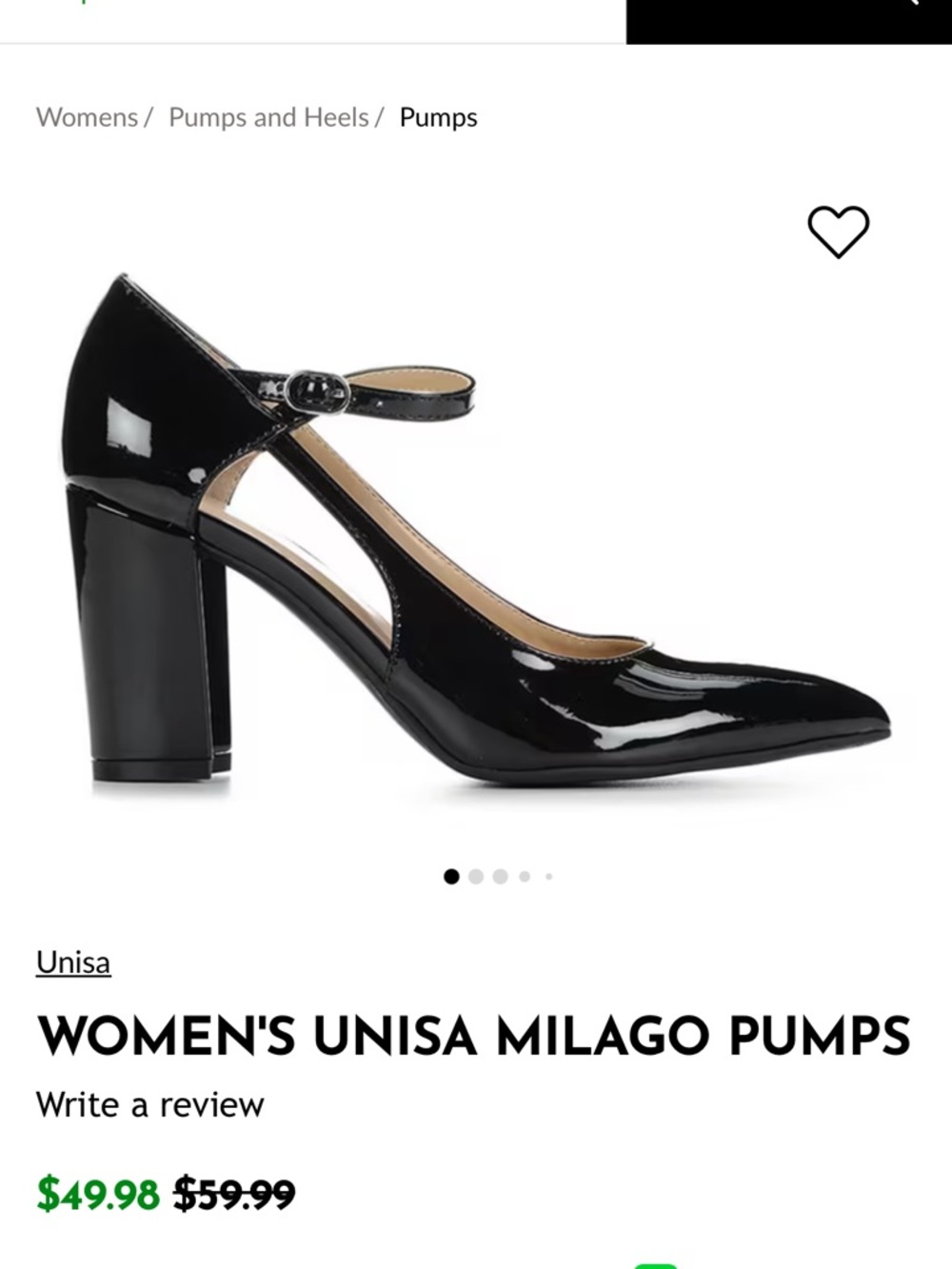 Unisa Black Patent Mary Jane Block Heel Pumps